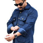 Royal Blue Corduroy Hunting Shacket | Premium Men's Outerwear | Classic Shirt-Jacket Design | Comfortable Cotton Corduroy | Size 36-44